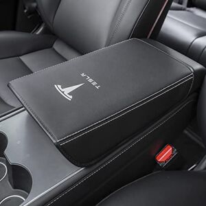 LANFAT Car Armrest Cover for Tesla Model 3 Model Y PU Leather Center Console Protector Pad Automobile Waterproof Armrest Box Mat for Model 3 2017-2022 Model Y 2020-2022 Interior Decor Accessories