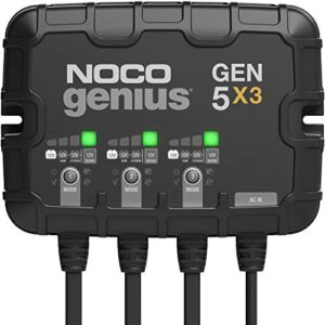 NOCO Genius GEN5X3, 3-Bank, 15-Amp (5-Amp Per Bank) Automatic Waterproof Smart Marine Charger, 12V Onboard Battery Charger, Battery Maintainer and Battery Desulfator with Temperature Compensation