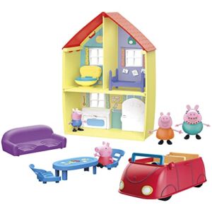 Peppa Pig Toys Peppa’s Family Home Combo Playset, Peppa Pig House Playset with 4 Figures and Car Toy, Preschool Toys for 3 Year Old Girls and Boys and Up