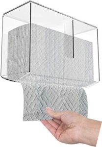 Cq acrylic Wall Mount Paper Towel Dispenser with Lid,Clear Folded Paper Towel Holder for Bathroom Toilet and Kitchen,Suitable for Z-fold, C-fold or Multi-Fold Paper Towels,Pack of 1