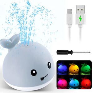 2022 Upgraded Baby Bath Toys, 1500 mAh Rechargeable Bath Toys with Double Layer Waterproof, Light Up Whale Spray Water Bathtub Toys for Toddlers Infant Kids Boys Girls, Pool Bathroom Baby Toy