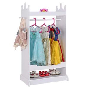 UTEX Kid’s See and Store Dress-up Center, Costume Closet for Kids, Open Hanging Armoire Closet,Pretend Storage Closet for Kids,Costume Storage Dresser (White)