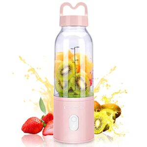 Eshwb Blender for Shakes and Smoothies – 14Oz Portable Blender USB Rechargeable – Multifunctional Smoothie Maker with Ultra Sharp Blades and Non-BPA Blender Bottle – Ideal for Traveling, Gym, Office