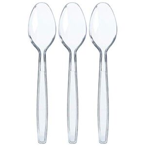 300 Clear Plastic Spoons | Heavy Duty Plastic Silverware | Disposable Spoons | Fancy Plastic Cutlery | Clear Plastic Silverware Bulk | Nice Disposable Flatware