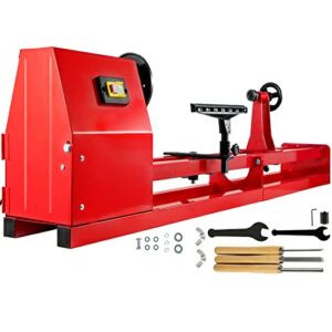 Mophorn Wood Lathe 14″ x 40″, Power Wood Turning Lathe 1/2HP 4 Speed 1100/1600/2300/3400RPM, Benchtop Wood Lathe with 3 Chisels Perfect for High Speed Sanding and Polishing of Finished Work