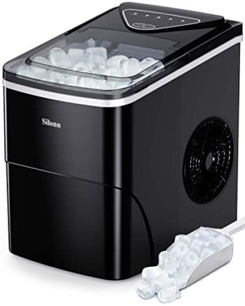 Silonn Ice Makers Countertop, 9 Cubes Ready in 6 Mins, 26lbs in 24Hrs, Self-Cleaning Ice Machine with Ice Scoop and Basket, 2 Sizes of Bullet Ice for Home Kitchen Office Bar Party | The Storepaperoomates Retail Market - Fast Affordable Shopping