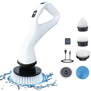 Electric Spin Power Scrubber Rechargeable Cleaning Brush, Cordless and Portable Scrubber Kit with 5 Replaceable Cleaning Brush Heads, High Rotation for Cleaning Tile, Sink, Window，Floor, Tub, Wall