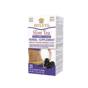 Hyleys Slim Tea Acai Berry Flavor – Weight Loss Herbal Supplement Cleanse and Detox – 25 Tea Bags (6 Pack)