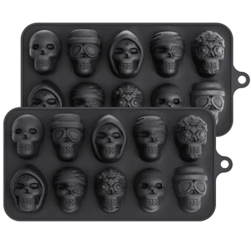 Webake Silicone Chocolate Molds Skull Candy Mold for Jelly Crayon Resin, Pack of 2 (Dia 1.7 inch) | The Storepaperoomates Retail Market - Fast Affordable Shopping