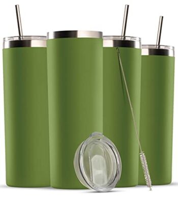 Insulated Skinny Stainless Steel Tumbler Set – 4-Pack 20oz Coffee Tumbler with Straw – Travel Coffee Mug With PBA Free Lids – Slim Vacuum Insulated Tumblers Keep Hot and Cold – Great for Home, Office. | The Storepaperoomates Retail Market - Fast Affordable Shopping