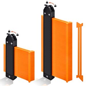 𝗖𝗼𝗻𝘁𝗼𝘂𝗿 𝗚𝗮𝘂𝗴𝗲 Profile Tool, GOXAWEE Irregular Shape Duplicator 5”& 10”-Tightness Adjustable-Outline Measuring Plastic Ruler for Corners,Wood Templates, Tiles and Laminate (Orange)