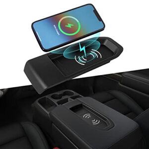 Xipex Fit 2019-2021 Chevrolet Silverado GMC Sierra Wireless Charger 15W Fast Phone Wireless Charging Tray Chevy Silverado GMC Sierra Accessories (2019-2021,Fit Split-Bench Seat)