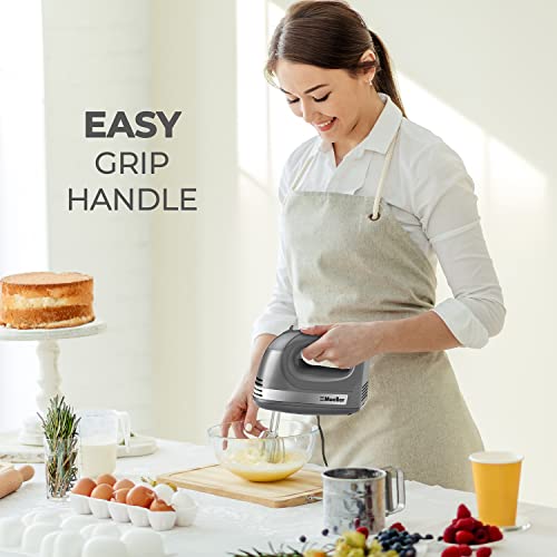 Mueller Electric Hand Mixer, 5 Speed 250W Turbo with Snap-On Storage Case and 4 Chrome-plated Steel Accessories for Easy Whipping, Mixing Cookies, Brownies, Cakes, and Dough Batters | The Storepaperoomates Retail Market - Fast Affordable Shopping