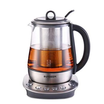 BUYDEEM K2423 Tea Maker, Durable 316 Stainless Steel & German Schott Glass Electric Kettle, Removable Infuser, Auto Keep Warm, BPA Free, 1.2L | The Storepaperoomates Retail Market - Fast Affordable Shopping