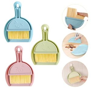 3PCS Small Broom and Dustpan Set for Home Mini Dust Pans with Brush Set Hand Dustpan and Brush Set Kids Dust Pan and Broom/Dustpan Combo Set Hangable Whisk Broom for Table,Countertop,Sofa,Key Board
