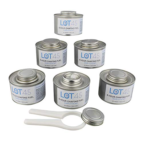 Lot45 6 Hour Cooking Fuel Wick Chafing Dish Fuel Cans for Food, Burners for Chafing Dishes, 6-Pack and Free Lid Opener | The Storepaperoomates Retail Market - Fast Affordable Shopping