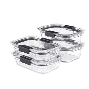 Rubbermaid 8-Piece Brilliance Glass Food Storage Containers with Lids for Lunch, Meal Prep, and Leftovers, Dishwasher and Oven Safe, Clear/Grey | The Storepaperoomates Retail Market - Fast Affordable Shopping