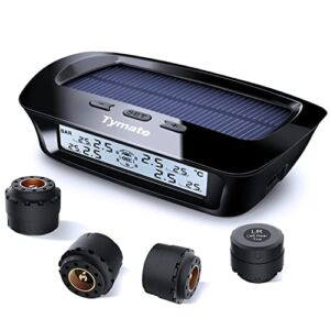 Tymate Tire Pressure Monitoring System M12-3 – Solar Charge, 5 Alarm Modes, Auto Sleep Mode, Tire Position Exchange, 4 TPMS Sensors (0-87 PSI)