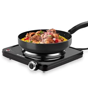 Vayepro Hot Plate, 1500W Portable Electric Stove, Single Electirc Cooktop ,Portable Burner for Cooking, Cooktop for Dorm Office Home Camp, UL Listed ,Compatible with All Cookware