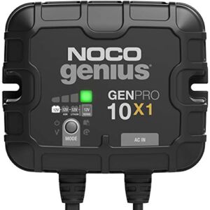 NOCO Genius GENPRO10X1, 1-Bank, 10-Amp (10-Amp Per Bank) Automatic Waterproof Smart Marine Charger, 12V Onboard Battery Charger, Battery Maintainer and Battery Desulfator with Temperature Compensation
