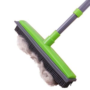 Rubber Broom Carpet Rake for Pet Hair Removal, Portable Hair Remover with Squeegee Broom Hair Removal Brush, Pet Hair Removal Tool for Fluff Carpet, Hardwood Floor, Tile, Window