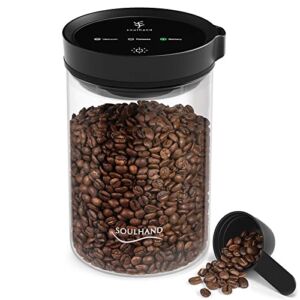 Soulhand Coffee Canister, Airtight Coffee Containers, Automatic Vacuum Glass Coffee Jar with Coffee Spoon, Touch Screen Operation, Professional Coffee Storage Container for Barista, Gifts – 17oz/500g