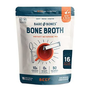 Bare Bones Bone Broth Instant Powdered Beverage Mix, Beef, Pack of 16, 15g Sticks, 10g Protein, Keto & Paleo Friendly | The Storepaperoomates Retail Market - Fast Affordable Shopping