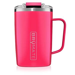 BrüMate Toddy – 16oz 100% Leak Proof Insulated Coffee Mug with Handle & Lid – Stainless Steel Coffee Travel Mug – Double Walled Coffee Cup (Neon Pink)