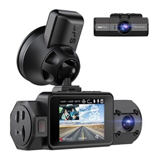 Vantrue N2S 4K Dash Cam with GPS, Front and Inside Dual 2.5K 1440P Dash Camera with GPS, IR Night Vision Uber Car Camera, 24/7 Recording Parking Mode, Motion Detection, 256GB Supported