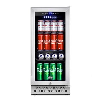 TYLZA 15 Inch Beverage Refrigerator, 130 Cans Quiet Beverage Fridge, 15” Beverage Cooler Under Counter with Glass Door for Built-in or Freestanding With Temperature Memory Function TYBC100 | The Storepaperoomates Retail Market - Fast Affordable Shopping