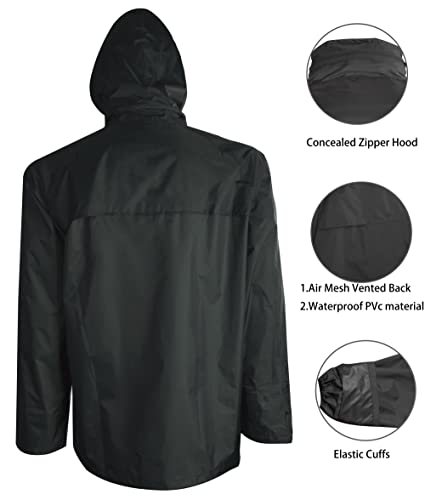Rain Suits for men women Waterproof Jacket with Pants 3-Pieces Raincoat Hooded(Medium, Dark Green) | The Storepaperoomates Retail Market - Fast Affordable Shopping