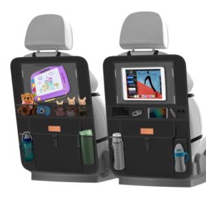 Smart eLf Backseat Car Organizer with iPad Holder + 6 Storage Pockets, Back Seat Protectors Kick Mats for Child Baby Kids, Premium Fabric with Sag Proof, Waterproof, Stain Resistant and Easy Clean