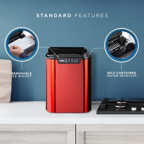 Danby DIM2500RDB Countertop Ice Maker, Makes 25 lbs Ice in 24 Hrs, Holds 2 lbs of Ice, Red Ice Machine with Electronic Controls, LED Display and Self Clean Function | The Storepaperoomates Retail Market - Fast Affordable Shopping