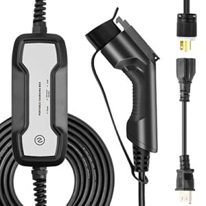 LEFANEV 10/16A EV Charger Level 2,25ft NEMA 6-20 Portable Electric Vehicle Charging Station for Electric and Hybrid Vehicles (with NEMA 5-15 to NEMA6-20 Adapter) (10/16A)