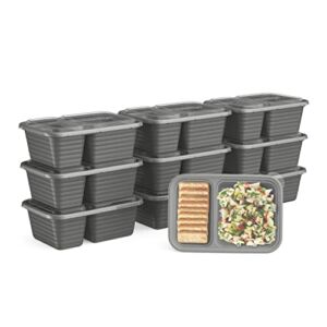 Bentgo® Prep 2-Compartment Snack Containers with Custom-Fit Lids – Reusable, Microwaveable, Durable BPA -Free, Freezer and Dishwasher-Safe Meal Prep Food Storage – 10 Trays & 10 Lids (Pewter)
