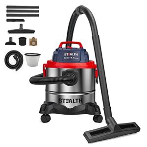STEALTH Wet/Dry Vacuum 5 Gallon, 5.5 Peak HP Stainless Steel Shop Vacuum with Blower for Home, Garage, Car, Workshop,ECV05S1