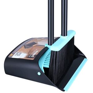Broom and Dustpan Set for Home,Dust pan with Broom,Standing Dustpan and Broom with Long Handle for Indoor Lobby Office Kitchen Sweeping