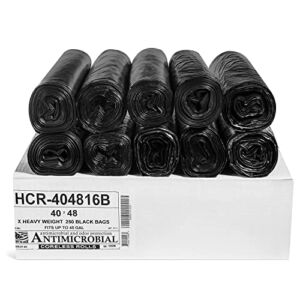 Aluf Plastics 40 – 45 Gallon Black Trash Bags HCR-404816B (250 Count) – 40″ x 48″ – 16 Micron Equivalent High Density Value Garbage Bags