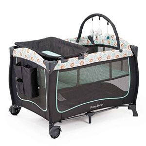 Pamo Babe Portable Travel Crib for Toddlers, Baby Bed Baby Playard with Bassinet and Changing Table(Green)