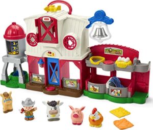 Fisher-Price Little People Farm Toy, Toddler Playset with Lights Sounds and Smart Stages Learning Content, Caring for Animals Farm​