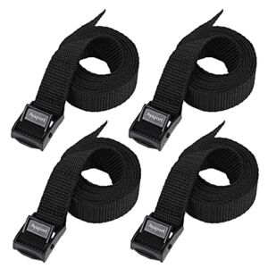 Ayaport Lashing Straps with Buckles Adjustable Cam Buckle Tie Down Cinch Strap for Packing Black 4 Pack (0.75” x 48”)