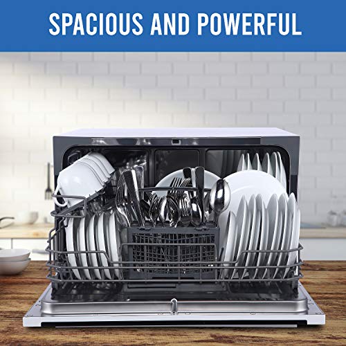 Farberware Professional FCD06ABBWHA Compact Portable Countertop Dishwasher with 6 Place Settings and Silverware Basket, LED Display, Energy Star, White | The Storepaperoomates Retail Market - Fast Affordable Shopping