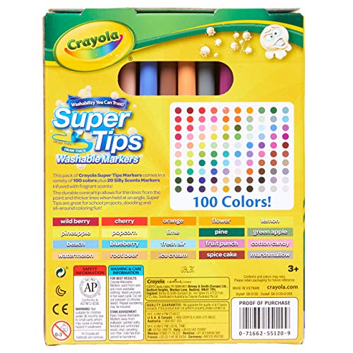 Crayola Super Tips Marker Set (120 Count), Washable And Scented Markers, Gifts for Kids Ages 3+ [Amazon Exclusive] | The Storepaperoomates Retail Market - Fast Affordable Shopping