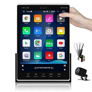 Android Car Radio Double Din Touch Screen Car Stereo with Bluetooth, Rimoody 9.5” Movable Vertical Screen with GPS Navigation WiFi FM iOS/Android Mirror Link USB Split Screen + Backup Camera