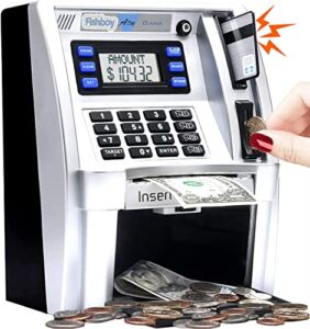 2022 Upgraded ATM Piggy Bank for Real Money for Kids Adults with Debit Card, Bill Feeder, Coin Recognition, Balance Calculator, Digital Electronic Savings Safe Machine Box