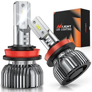 Nilight H11 LED Headlight Bulbs, 350% Brighter, 50W 10000lm Headlamp Bulbs, Mini Size, H9 High Beam, H11 Low Beam, H11/H9/H8/H16 Fog Light, 6000K Cool White, Pack of 2
