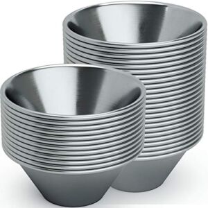 Pro Grade, Stainless Steel 1.5 oz Sauce Cups 36 Pack. Reusable, Stackable Metal Portion Containers for Sampling, Salad Dressing, Sides or Dipping Sauces. Small Ramekin for Restaurant, Catering or Deli