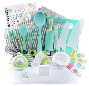 Tovla Jr. Kids Cooking and Baking Gift Set with Storage Case – Complete Cooking Supplies for the Junior Chef – Kids Baking Set for Girls & Boys – Real Accessories & Utensils for the Curious Child