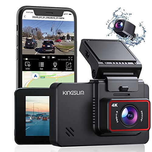 Kingslim D4 4K Dual Dash Cam with Built-in WiFi GPS, Front 4K/2.5K Rear 1080P Dual Dash Camera for Cars , 3″ IPS Touchscreen 170° FOV Dashboard Camera with Sony Starvis Sensor, Support 256GB Max | The Storepaperoomates Retail Market - Fast Affordable Shopping