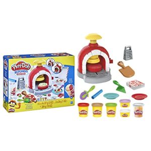 Play-Doh Kitchen Creations Pizza Oven Playset, Play Food Toy for Kids 3 Years and Up, 6 Cans of Modeling Compound, 8 Accessories, Non-Toxic
